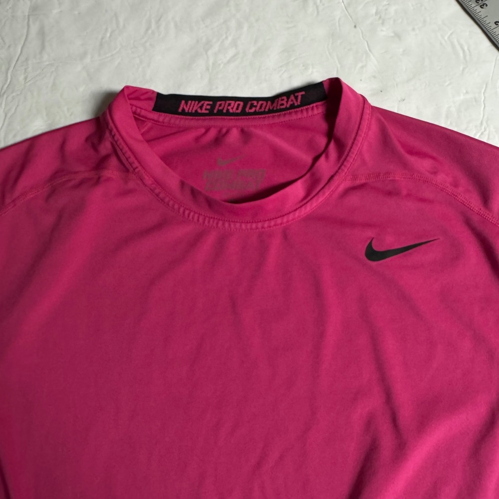 Nike Pro Combat Dri-FIT Shirt Womens XL Pink Short Sleeve Training Top 445591